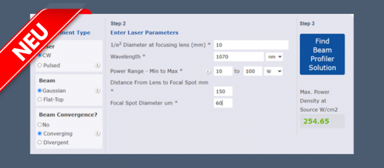 Neu: Auswahl-Assistent für Strahlprofil-Messgeräte