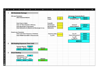 NanoScan Damage Threshold Calculator screenshot